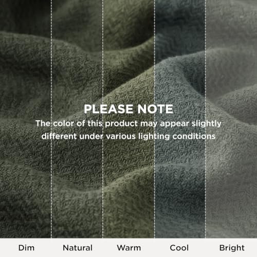 Bedsure 100% Cotton Blanket, Herringbone Weave, Throw XL, Green - Image 7
