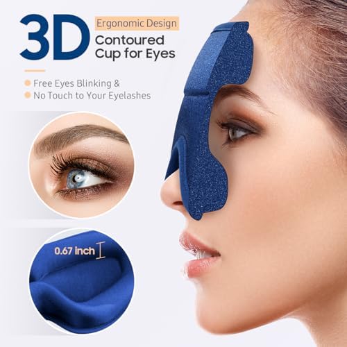 BeHoomi Sleep Mask, Premium Eye Mask for Sleeping, Total Blackout, Superior Soft Comfort, Upgraded 3D Ergonomic Designed Sleeping Mask for Home, Office, Travel, Meditation, Royal Blue - Image 4