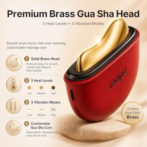 ZDEER GS5 Electric Heated Gua Sha Tool, Red Light Face Massager, Red - Image 4