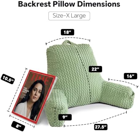 Reading Pillow with Arms for Sitting in Bed,22" Backrest,Green Corduroy,XL - Image 5