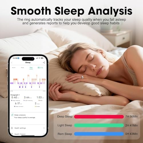 Smart Ring Health Tracker for Women & Men Fitness Tracker Ring(10#&Floral) - Image 6