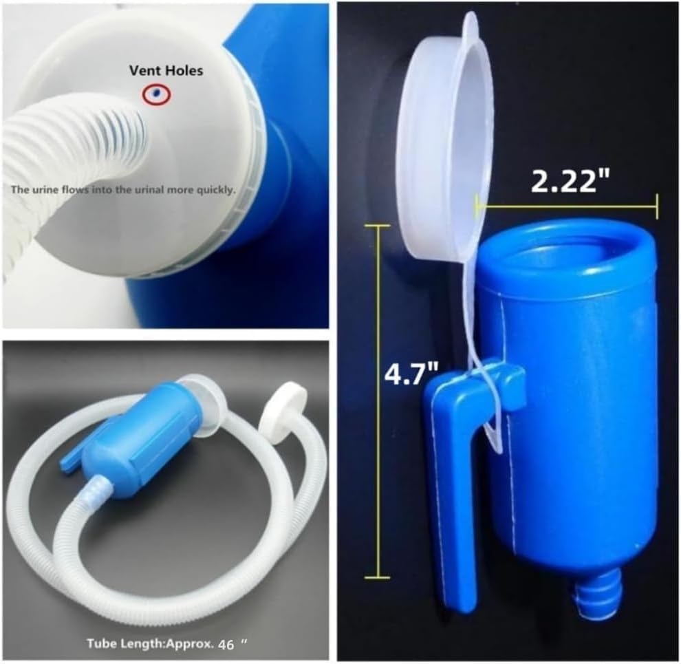 3000ML Large Male Urinal,YUMSUM Portable Mens Potty (Blue with Hose) - Image 3