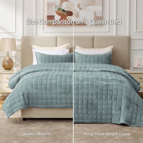 BEDELITE Velvet Quilt Set King Size, Luxury Velvet Comforter Bedding - Image 6
