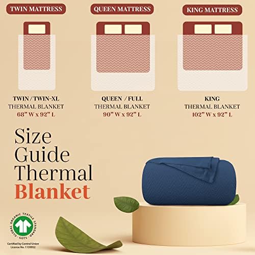 Mayfair Linen Cotton Throw Blankets for Bed King Size - Herringbone Pattern Cotton Blankets King Size (1 PC, Deep Blue), Breathable, Soft & Cozy Thermal All Season Throw for Bed Couch Chair Outdoors - Image 4