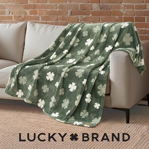 Lucky Brand 50" x 70" Plush Throw Blanket, Clover Toss Green Blanket for Sofa or Bed - Image 4