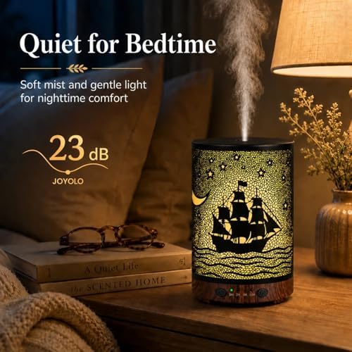 Essential Oil Diffuser 120ML Metal Aromatherapy Diffuser with Timer, Cool Mist Humidifier with Auto Shut-Off & 7 Color Lights for Home Office Spa (Sailing Ship) - Image 4
