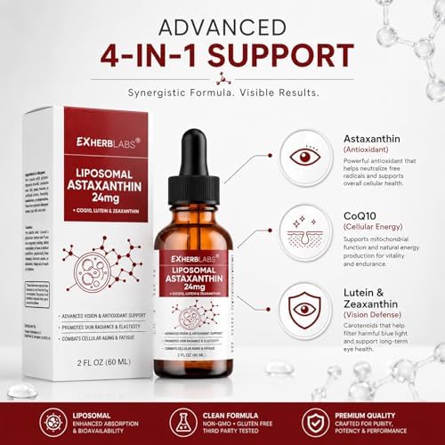 Liposomal Astaxanthin 24mg Liquid Drops, Antioxidant Support - Image 4