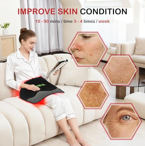 Red-Light-Therapy-for-Body,FSA Eligible HSA 2026 Upgraded | 4 Modes 5 Stage Power Medical-Grade TPU Mat for Body Pain Relief,25"x13"Dual Wavelength Infrared Red Light Blanket LEDs - Image 4