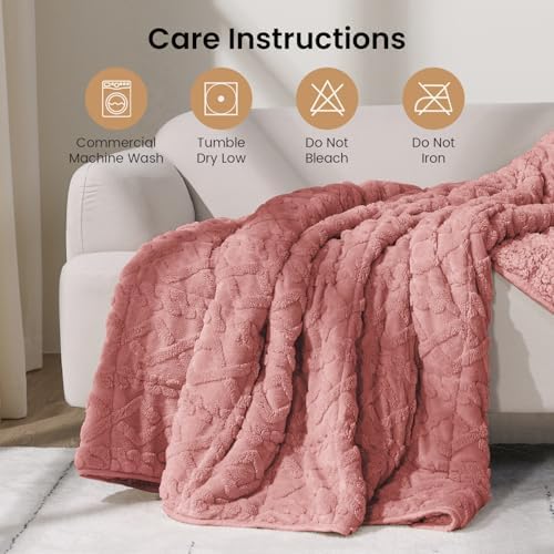 Drewin Weighted Blanket Queen Size 15lbs for Adults,Apricot Pink,60" x 80" - Image 6