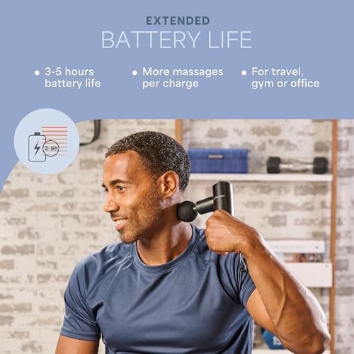 Lifepro Percussion Back Massager – Handheld Massage Gun Deep Tissue for Athletes – Back Massage Gun Muscle Recovery Tool for Men, Women – Quiet, Portable with Multiple Attachment Heads & Travel Case - Image 4