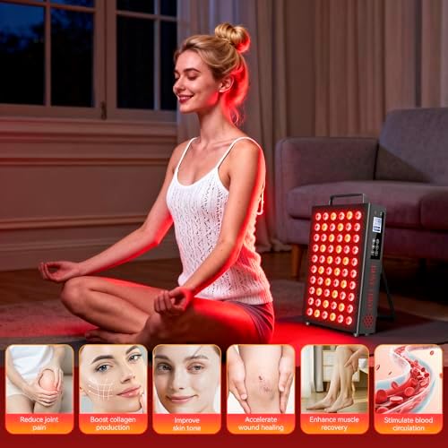 Red Light Therapy Panel Device for Body and Face-660nm Red & 850nm Near Infrared Light Therapy with 60 Dual Chip LEDs and 4 Modes Dimmable,Remote, Timer, Hanging Kit & Stand for Home Office & Gym - Image 4