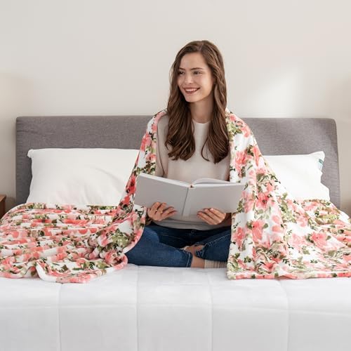 Berkshire Blanket-Classic Heavyweight Soft Printed VelvetLoft® Plush Blanket, Full/Queen Size Soft Fuzzy Warm Blanket for Couch Sofa Bed, Abstraction Pink Green, 90in x 90in - Image 2