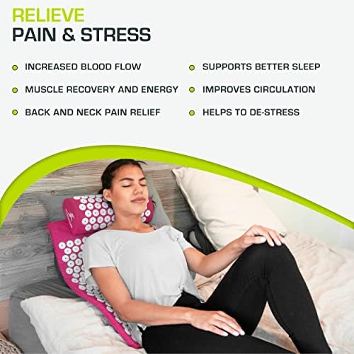 ProsourceFit Acupressure Mat and Pillow Set for Back/Neck Pain Relief and Muscle Relaxation, Pink - Image 4
