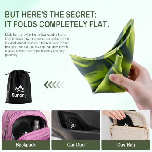 Female Urination Device, Reusable Female Urinal Silicone Women Pee Funnel | Women to Pee Standing Up, The Perfect Companion for Camping,Travel travel outdoor, folds compact, easy rinse - Image 3