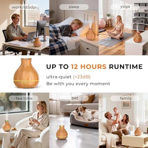 Aromatherapy Essential Oil Diffuser,2 PCS Humidifier with 550ml Lasting Mist Output Waterless Auto-Off Ultrasonic Diffusers 7 Color LED Lights Cool Mist Humidifier for Large Room, Home - Image 3