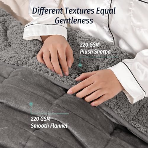 Wemore Sherpa Fleece Weighted Blanket for Adult 10 lbs Twin 48"x72" Grey - Image 2