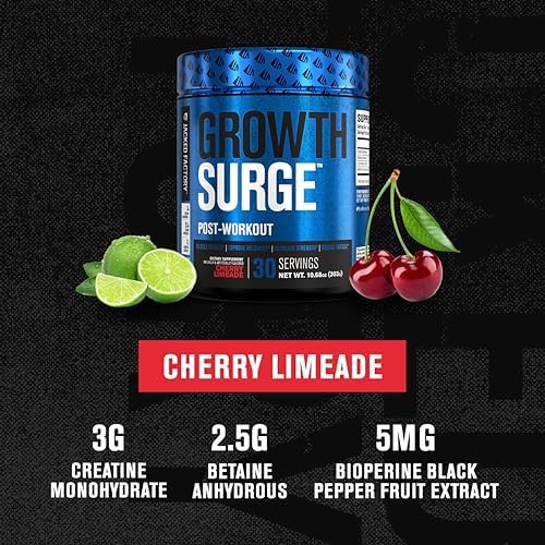 Jacked Factory Growth Surge Creatine Post Workout w/L-Carnitine - Daily Muscle Builder & Recovery Supplement with Creatine Monohydrate, Betaine, L-Carnitine L-Tartrate - 30 Servings, Cherry Limeade - Image 3