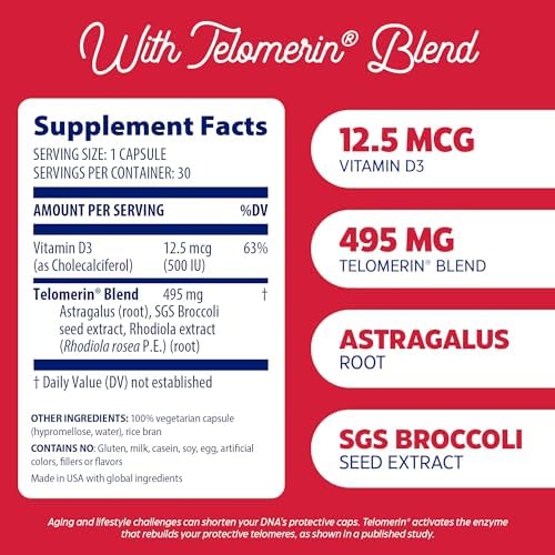Enzymedica Telomere Plus - Telomerase Activity Support Supplement - 30 Caps - Image 3
