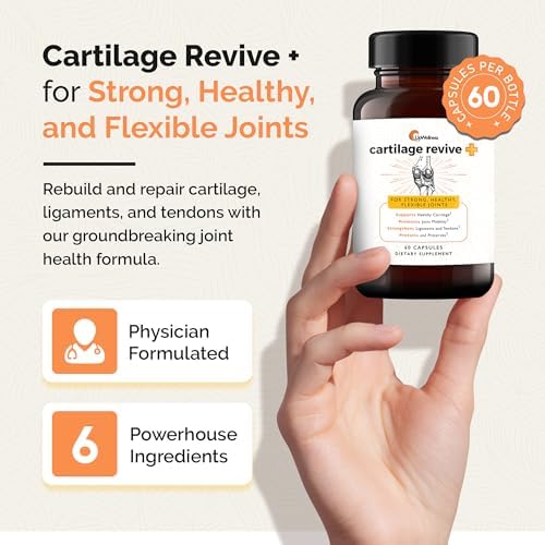 UpWellness Cartilage Revive + Joint Support Supplement for Men and Women - Powered by D-Glucosamine Sulfate, MSM, Vitamin D3, C and More - 5 Bottles - Image 3