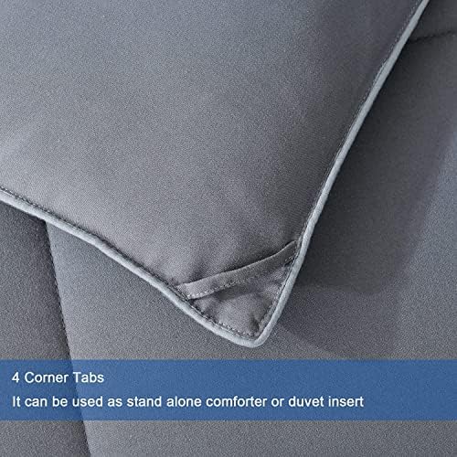 MAPLE DOWN Soft Oversized King Size Comforter Duvet Insert-Down Alternative Comforter Quilted with Corner Tabs-Lightweight Fluffy Breathable Machine Washable (Dark Gray, 110''x98'') - Image 5