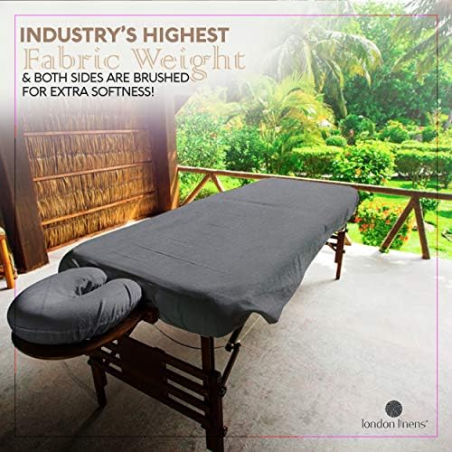 London Linens 3 Piece Set Massage Table Sheets Set - 100% Natural Cotton Flannel- Includes Massage Table Cover, Massage Fitted Sheet, and Massage Face Rest Cover (Charcoal Grey) - Image 2