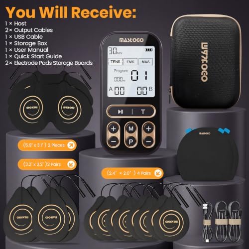 MASTOGO 60 Modes 3 in 1 TENS Unit Muscle Stimulator for Pain Relief - Image 7