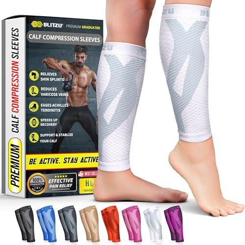 BLITZU Calf Compression Sleeves, Footless Compression Socks for Men & Women by BLITZU