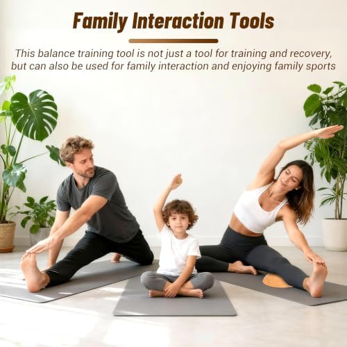 EVERYMATE Cork Balance Board Kit, Foot & Ankle Strengthener with Massage Roller/Ball,Balance Board Half & Half-Moon Ball, for Enhance Mobility & Prevent Falls Improve Foot Function for Home/Office/Gym - Image 4