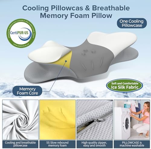 Cervical Neck Pillow for Pain Relief, Ergonomic Side Sleeper Pillow for Sleeping, Orthopedic Neck Support Contour Memory Foam Pillow for Side Back Stomach Sleepers, Ideal for Office Travel - Image 3