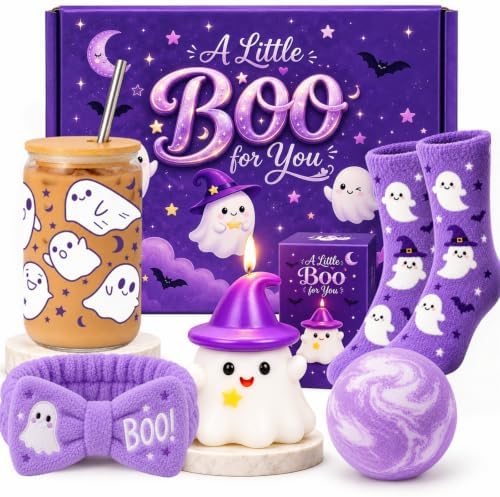 Boo Basket Gift for Women Including Glass Cup, Halloween Gifts for Girls by UURM