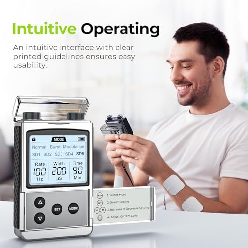 AUVON Rechargeable 4-Channel TENS Unit Muscle Stimulator for Back Pain Relief, Digital TENS Machine with 8 Customizable Modes, Electronic Pulse Massager Easy to Use, 16 Premium TENS Pads, A Carry Case - Image 5