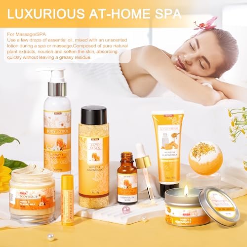 Birthday Gifts for Women, 9PCS Almond Milk & Honey Bath and Body Gifts Set - Image 6