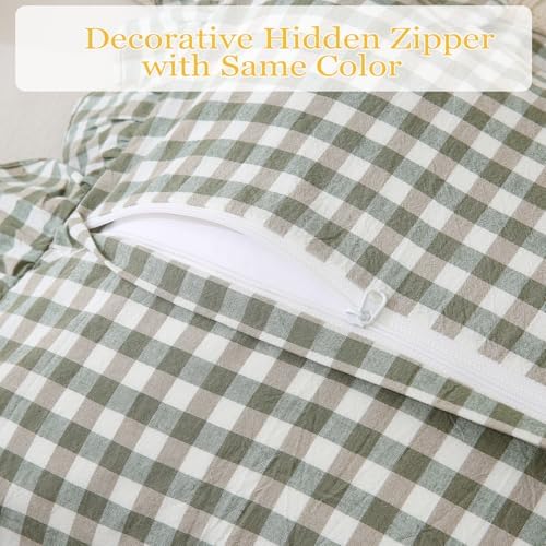 14x36 inches Sage Green Plaid Ruffle Lumbar Pillow Sham 1 Piece - Image 6