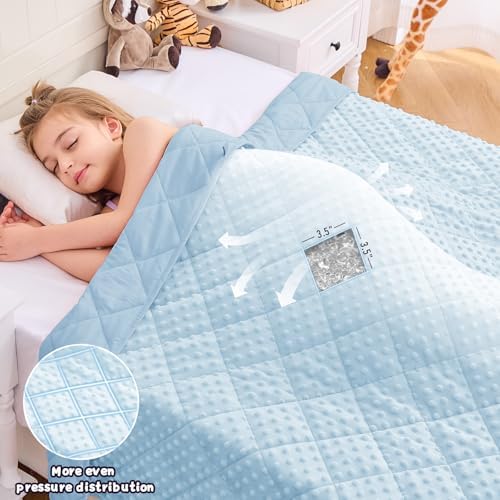 yescool Weighted Blanket 7 Pounds Light Blue Twin Size Cooling Weighted Throw Blanket, Minky Heavy Blankets Warm Weighted Comforter, Big Washable Thick Blankets Gift for 60-90lbs, 40 * 60in - Image 4