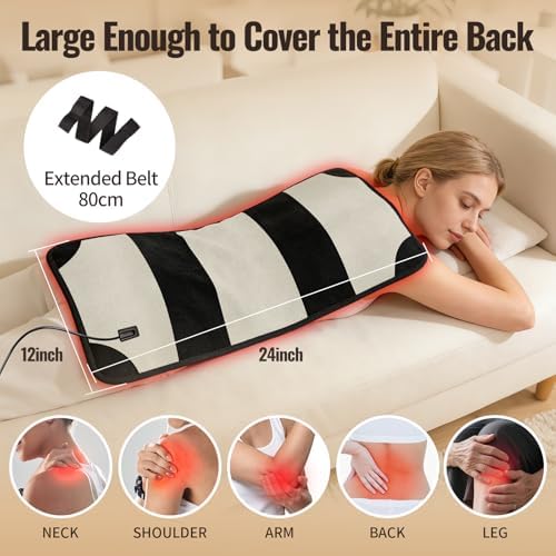 24’’ x 12’’ Red Light Therapy Belt for Body, 660nm & 850nm(Invisible) Infrared Wrap with 3 Modes, 5 Intensity Levels, 10–90 Min Timer, Adjustable LED Light for Muscle Relaxation & Wellness - Image 2