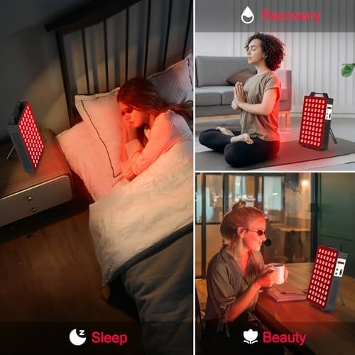 BONTANNY Red Light Therapy, 660nm 850nm 2-Wavelength Red Near Infrared Light Device with 60 Dual Chip Clinical Grade LEDs, Remote Control, Timer for Face, Body, Skin, Pain Relief, BO-300 (Black) - Image 4