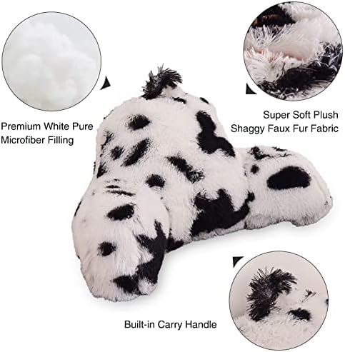 Aimuan Reading Pillow Bed Rest Pillow with Arms Plush Shaggy Fur Cushion for Adults Teens Incline Rest Sitting up & Sleeping Snoring Pillow with Pregnancy Lumbar Back Support (Standard, White-Black) - Image 4