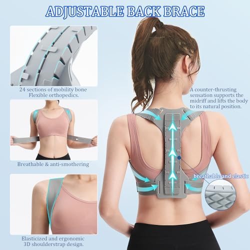 Posture Corrector for Women and Men, Adjustable Back Straightener, Upper Back Support Brace, Hunchback Posture Corrector - Relieves Neck, Shoulder, Back Pain - Image 4