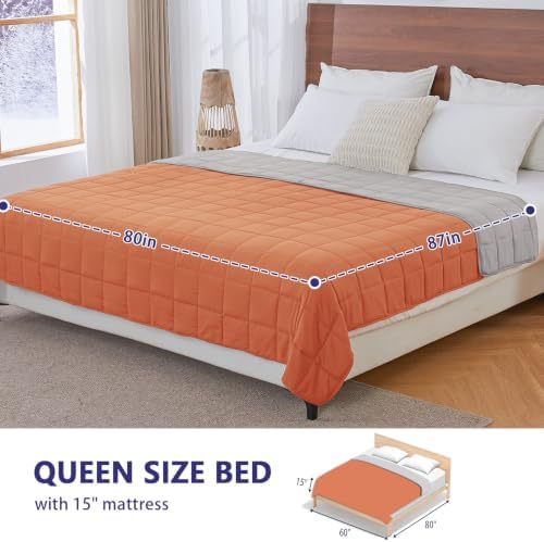 King Size Weighted Blanket for Adults (25 lbs, 80” x 87”, Orange) Cooling Heavy Blanket for Sleeping Perfect for 240-260 lbs, Breathable Blanket for Adults & Couple All Season, Machine Washable - Image 2