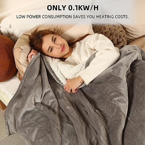 ESTINGO Electric Blanket Twin Size - 62"x84" Twin Heated Blanket with 5 Heating Levels, Heating Blanket with 10h Auto-Off Overheating Protection for Bedroom Office Couch, Light Gray - Image 3