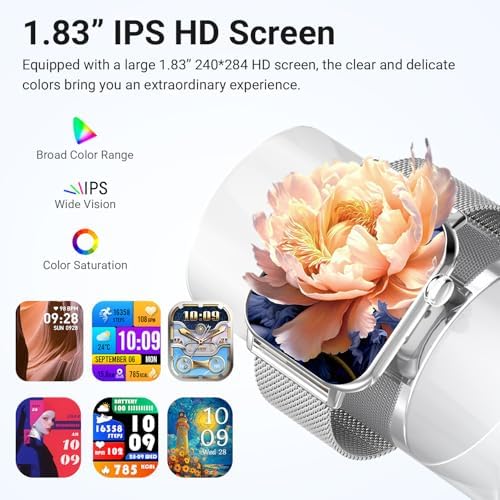 Smart Watches for Women - 1.83'' HD 2026 Fitness Tracker with Answer and Make Calls with Heart Rate Sleep SpO2 Monitor 120+ Sport Modes IP68 Waterproof and Compatible iPhone and Android (Silver) - Image 3