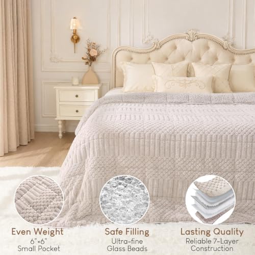 Cottonblue Weighted Blanket 15 lbs for Adults Queen Size Soft Sherpa Fleece - Image 4
