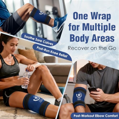 45-Minute Knee Ice Pack Wrap with Advanced Ice Grid Gel, Long-Lasting Ice Pack for Knees, Calves, Elbows, Flexible & Reusable Gel Ice Pack with Cold Compress for Workout Recovery- Fits Most Sizes - Image 3