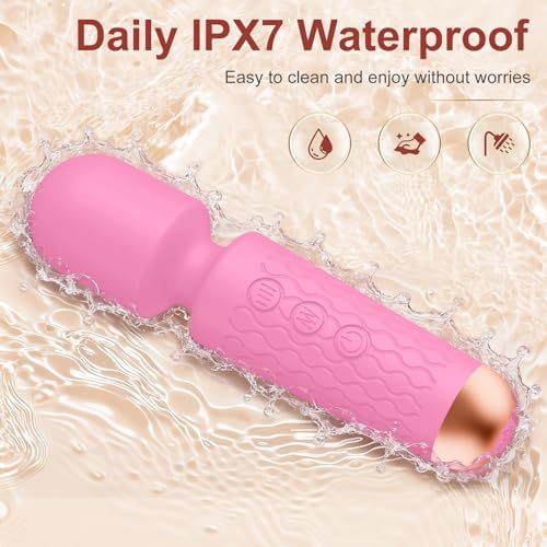 Upgraded Handheld Massager Cordless Rechargeable with 20 Patterns 8 Speeds, Premium Silicone Light Pink Mini Massager Tool Device for Whole Body Muscle Relaxation and Stress Relieve - Image 5