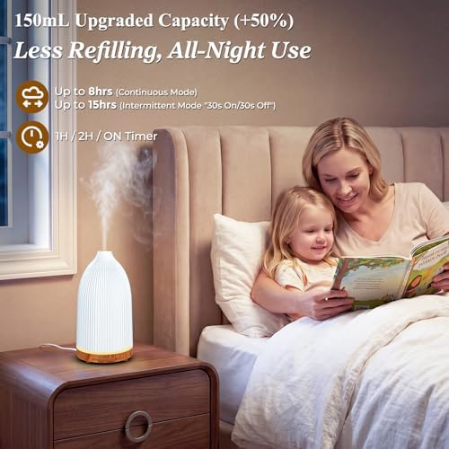 URPOWER 2PCS 150mL Essential Oil Diffusers for Home Aromatherapy Diffuser - Image 2