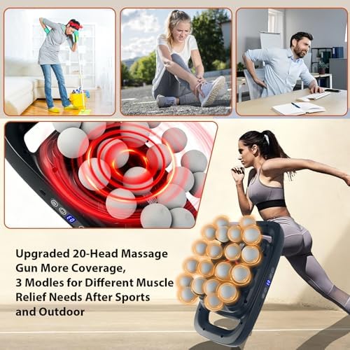 20 Head Portable Massage Gun Deep Tissue,3 Modes,30 Levels - Image 6
