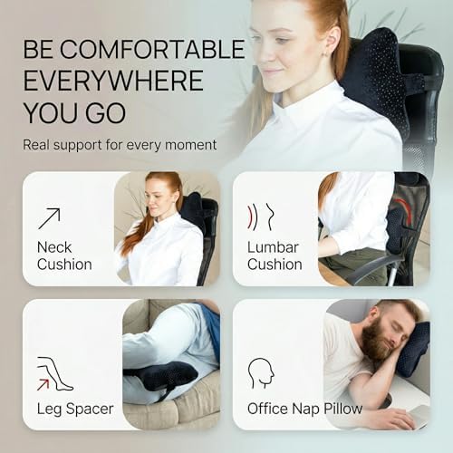 Aeris Car Neck Pillow for Driving - 100% Memory Foam Headrest Pillow with 8-Inch Strap Extension - Machine-Washable Soft Velour Cover - Carry Bag - Doubles as Office Chair or Lumbar Cushion - Image 5