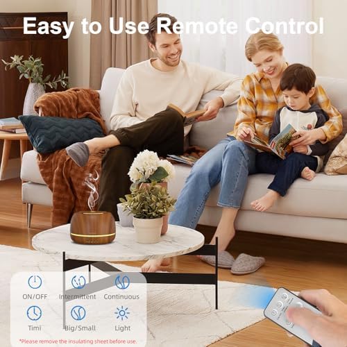 SEEDSEEL 300ML Essential Oil Diffuser with Remote Control,7 LED Colour Lights,4 Timer, Quiet,Ultrasonic Aromatherapy Diffuser for Bedroom, Living Room, Desk,Office - Image 3