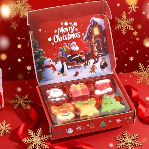 Christmas Bath Bombs for Kids, 12 Festive Shapes, Stocking Stuffer Gift Set - Image 6