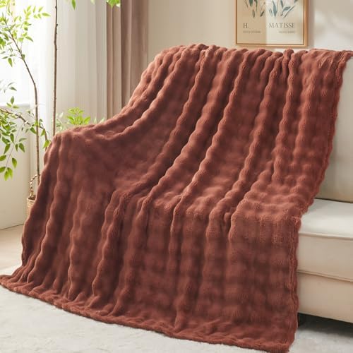 NEWCOSPLAY 3D Bubble Flannel Throw Blanket for Couch Coffee, 50"×60" by NEWCOSPLAY